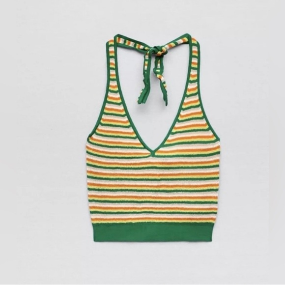 Zara Tops - New Zara viscose Striped Halter Top